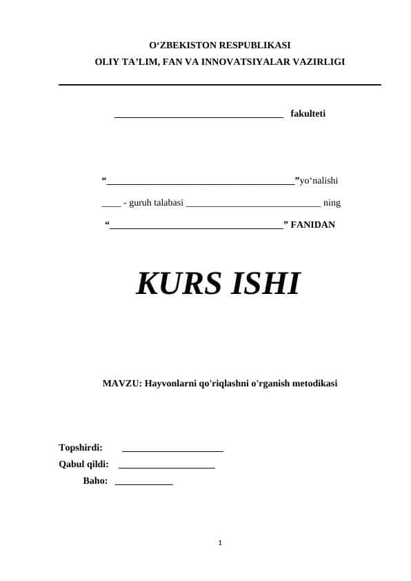 Hayvonlarni qo'riqlashni o'rganish metodikasi