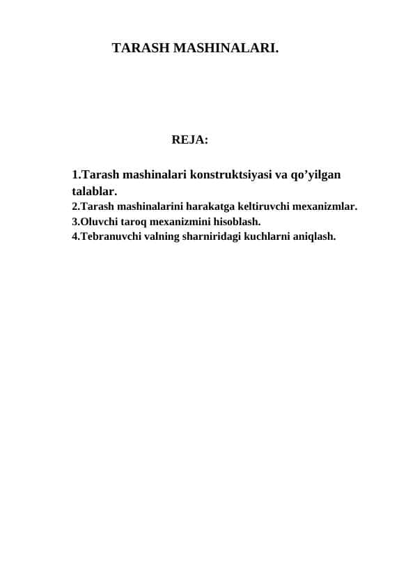 TARASH MASHINALARI.