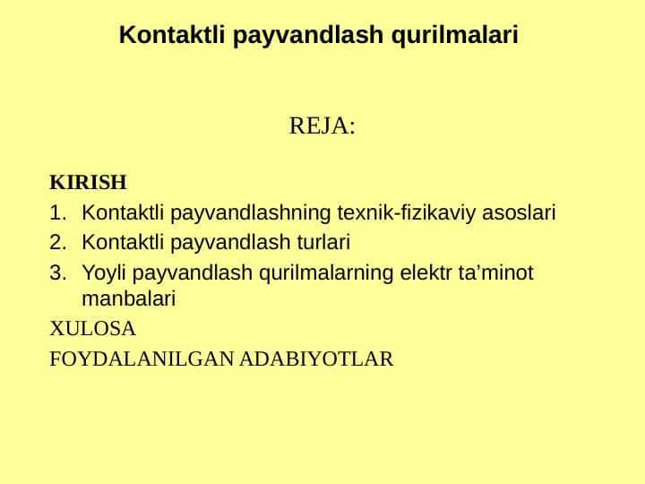 Kontaktli payvandlash qurilmalari