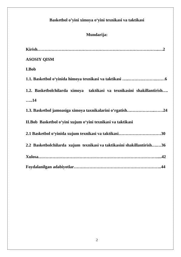 Basketbol o’yini ximoya o‘yini texnikasi va taktikasi
