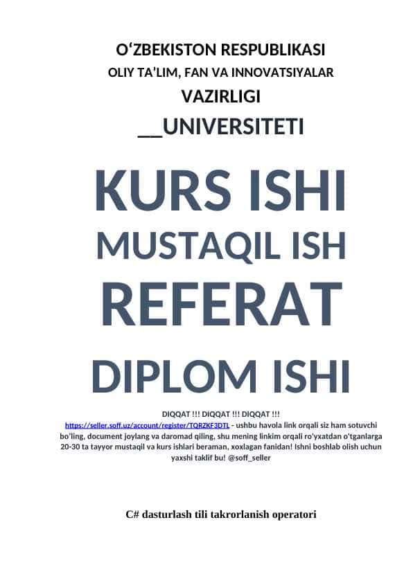 C# dasturlash tili takrorlanish operatori