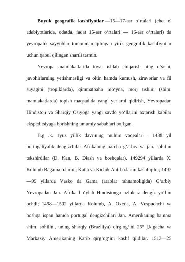 Buyuk geografik kashfiyotlar