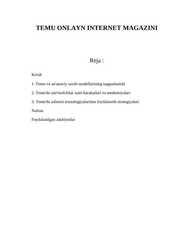 Temu onlayn internet magazini