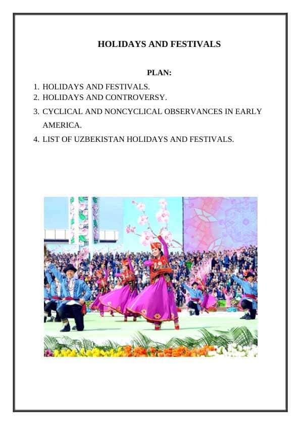 HOLIDAYS AND FESTIVALS