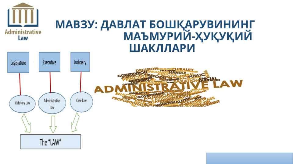 DAVLAT BOSHQARUVINING MA'MURIY HUQUQIY SHAKLLARI