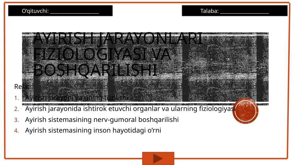 Ayirish jarayonlari fiziologiyasi va boshqarilishi