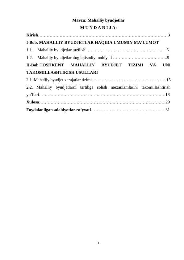 Mahalliy byudjetlar