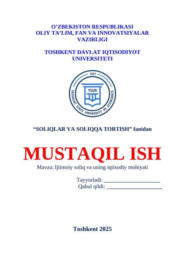 Ijtimoiy soliq va uning iqtisodiy mohiyati