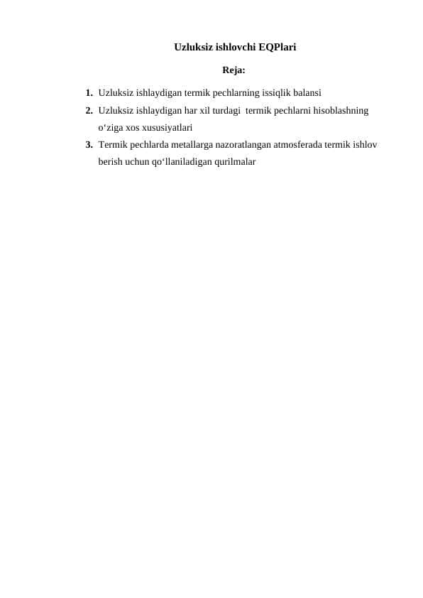Uzluksiz ishlovchi EQPlari