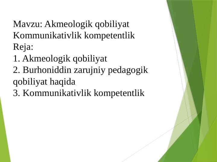 Akmeologik qobiliyat Kommunikativlik kompetentlik