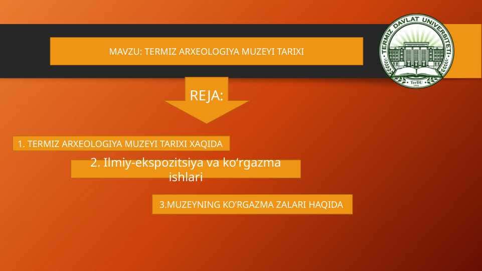 TERMIZ ARXEOLOGIYA MUZEYI TARIXI