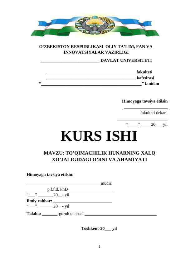 TO’QIMACHILIK HUNARNING XALQ XO’JALIGIDAGI O’RNI VA AHAMIYATI