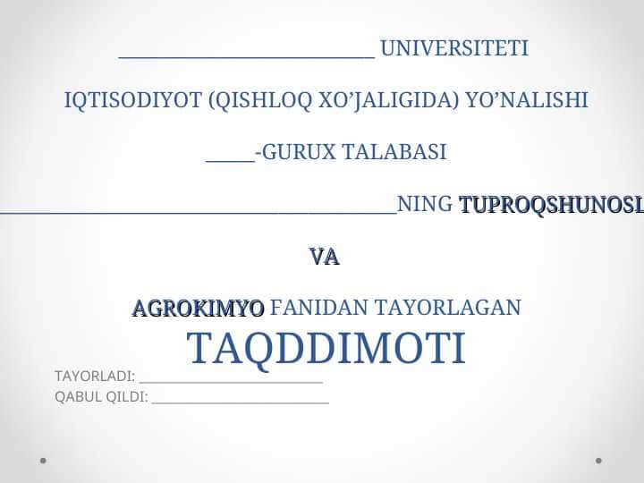 Tuproqning kimyoviy tarkibi va tuproqdagi mikroelementlar