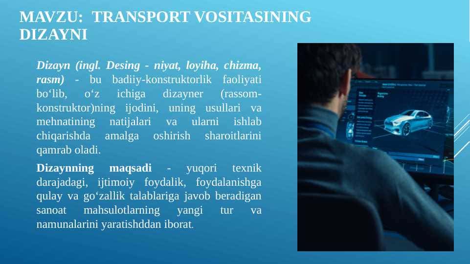 Transport vositasining dizayni