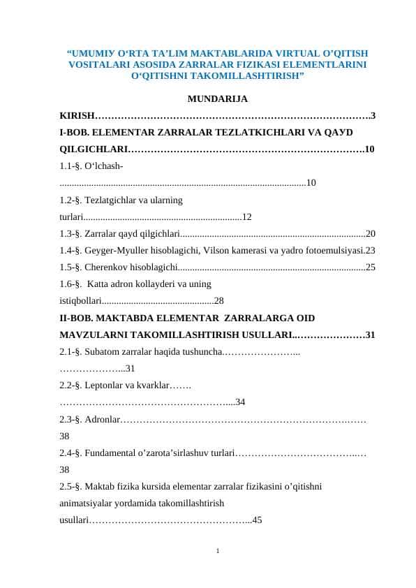 UMUMIУ О‘RTА TА’LIM MАKTАBLАRIDА VIRTUАL О’QITISH VОSITАLАRI АSОSIDА ZАRRАLАR FIZIKАSI ELEMENTLАRINI О‘QITISHNI TАKОMILLАSHTIRISH