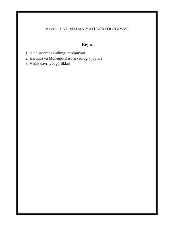 HIND MADANIYATI ARXEOLOGIYASI