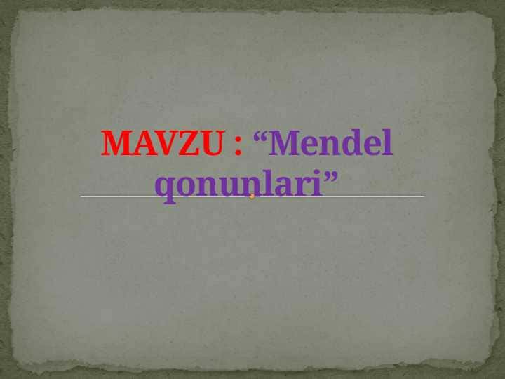 Mendel qonunlari