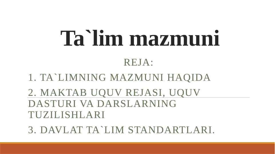 Ta`lim mazmuni