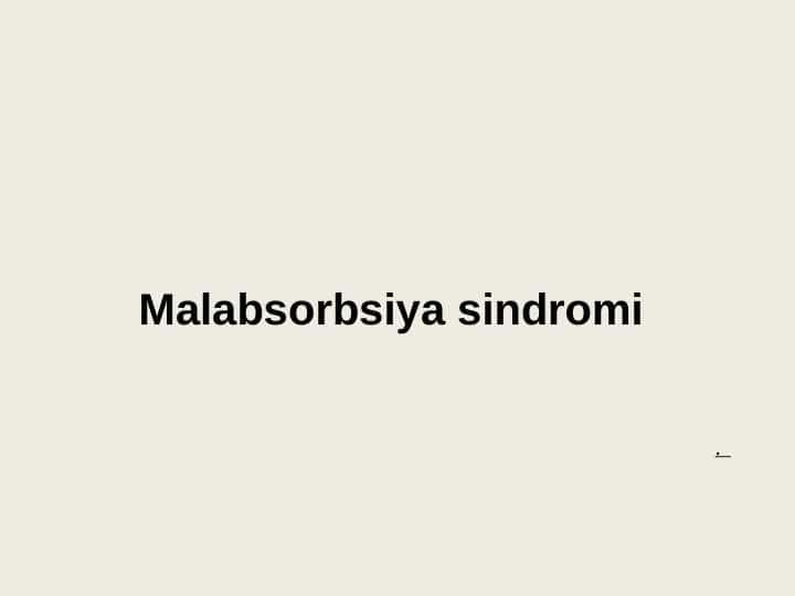 Malabsorbsiya sindromi