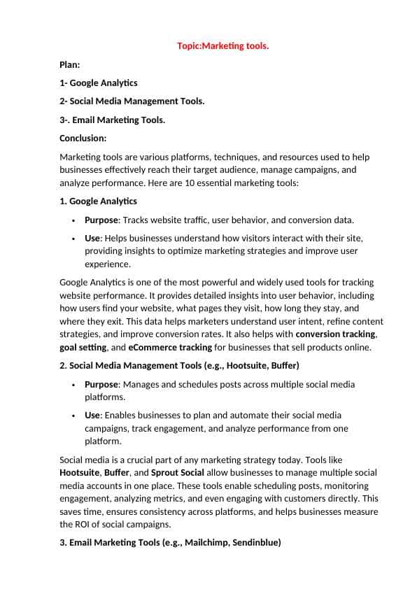 Marketing tools.