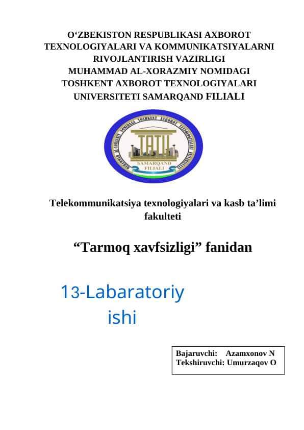 ASA xavfsizlik texnologiyasini sozlash.