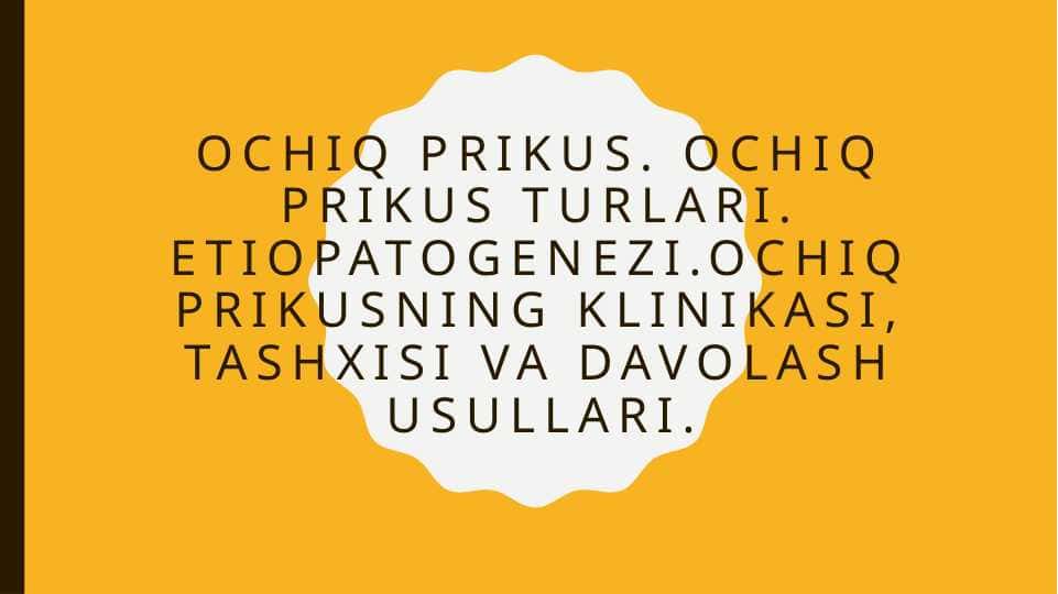 Ochiq prikus. Ochiq prikus turlari. Etiopatogenezi.Ochiq prikusning klinikasi, tashxisi va davolash usullari.