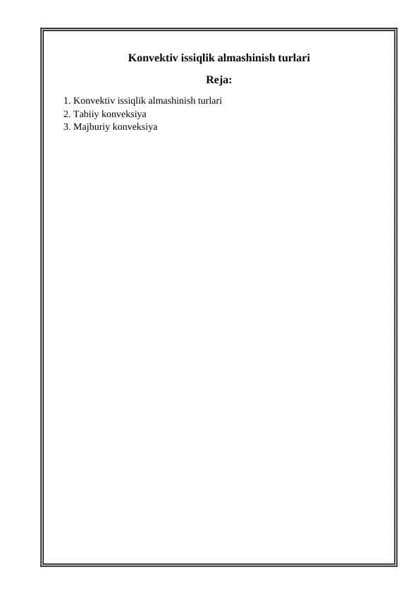 Konvektiv issiqlik almashinish turlari