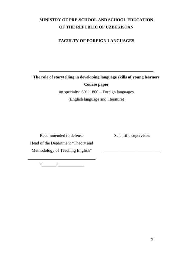 The role of storytelling in developing language skills of young learners