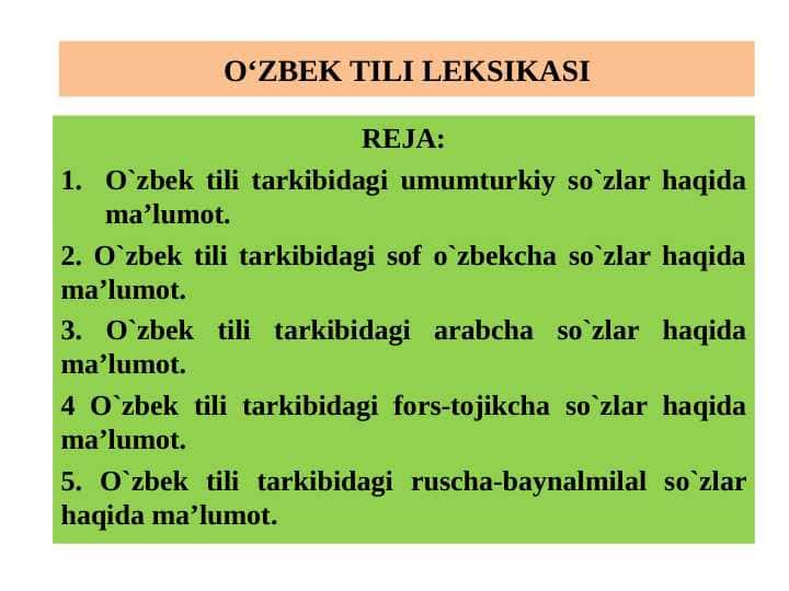 O‘ZBEK TILI LEKSIKASI