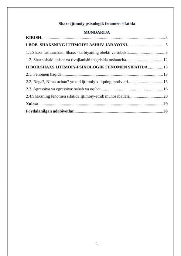 Shaxs ijtimoiy psixologik fenomen sifatida