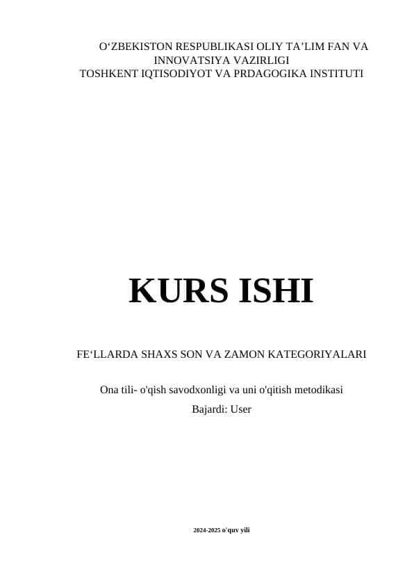 Fe'llarda shaxs son va zamon kategoriyalari