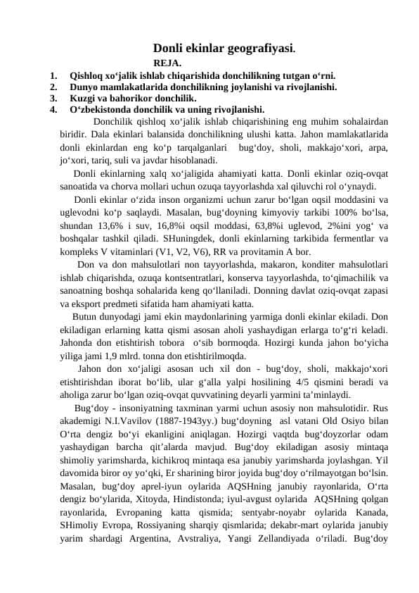 Donli ekinlar geografiyasi.