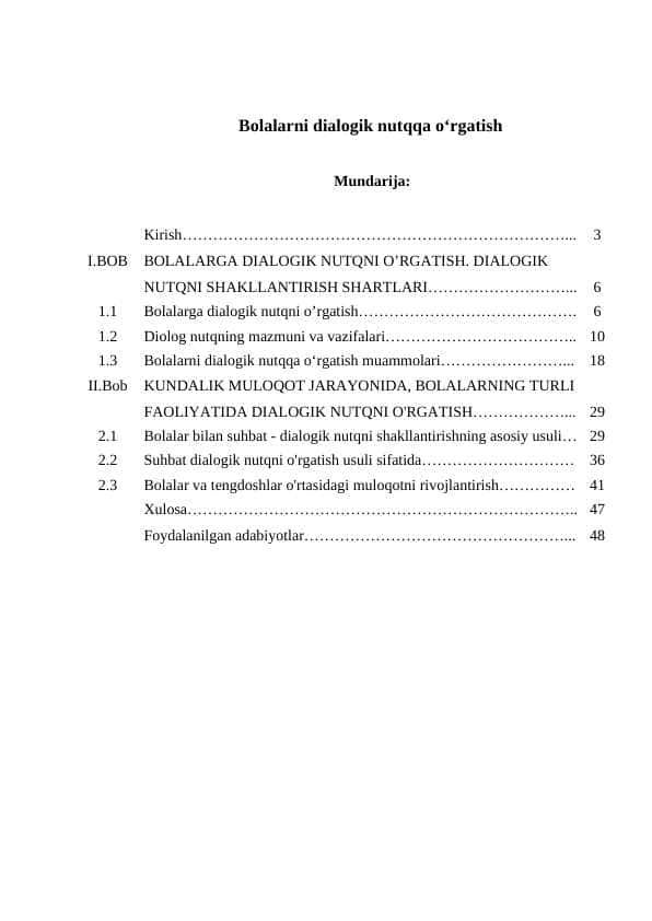 Bolalarni dialogik nutqqa oʻrgatish