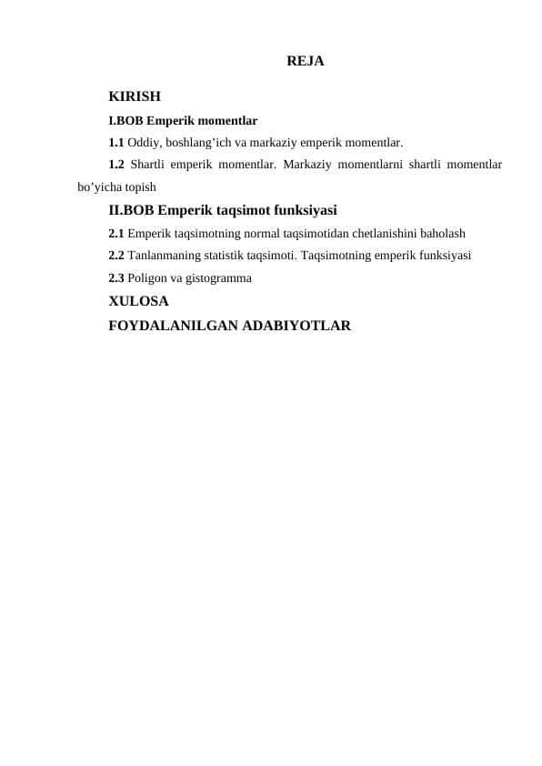 Emperik taqsimot funksiyasi. Emoerik ko’rsatkichlari va ularni hisoblash