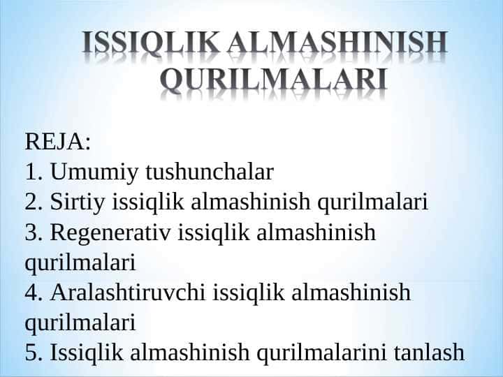 ISSIQLIK ALMASHINISH QURILMALARI