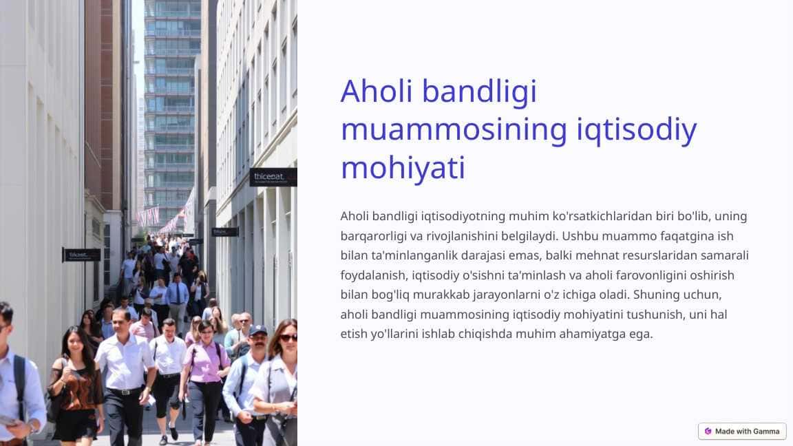 Aholi bandligi muammosining iqtisodiy mohiyati