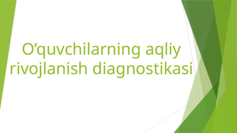 O’quvchilarning aqliy rivojlanish diagnostikasi