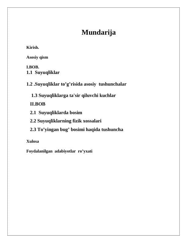 Suyuqliklarning to’yingan bug’ bosimi