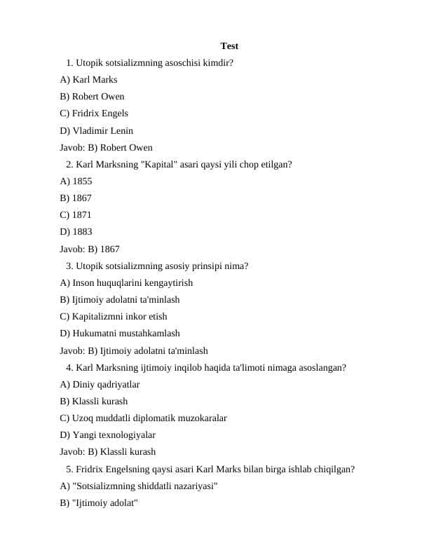 Iqtisodiy ta'limotlar tarixi test