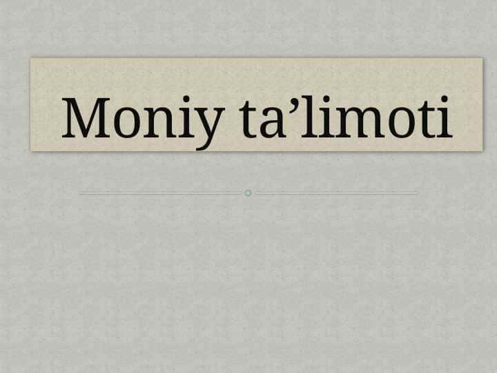 Moniy ta’limoti