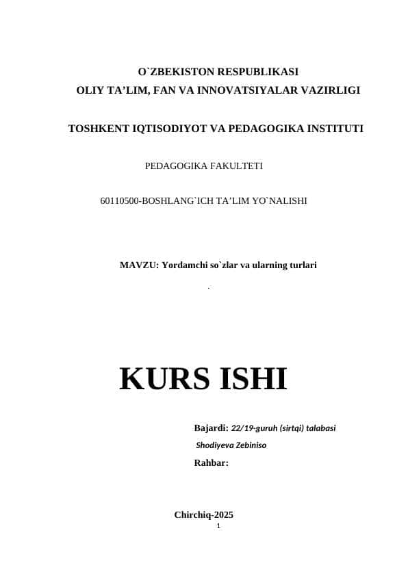 Yordamchi so`zlar va ularning turlari .