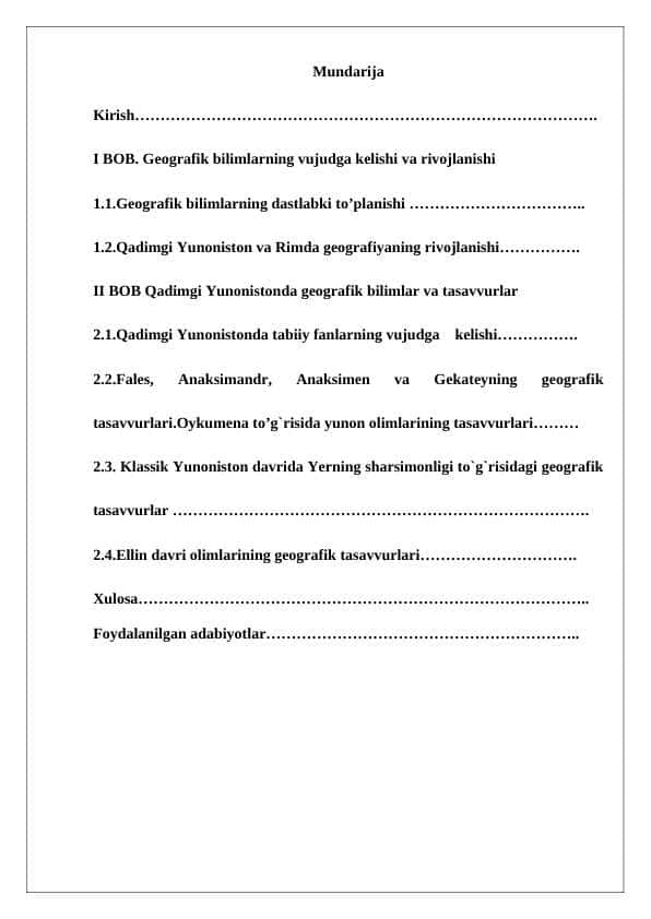 Geografik bilimlarning vujudga kelishi va rivojlanishi