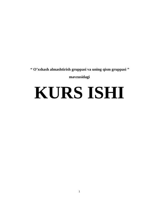 O’xshash almashtirish gruppasi va uning qism gruppasi