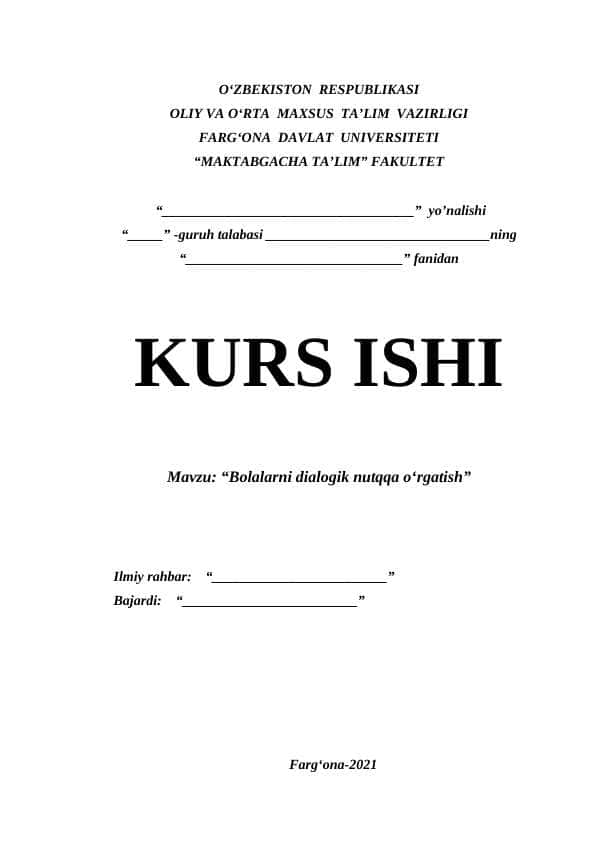 Bolalarni dialogik nutqqa oʻrgatish