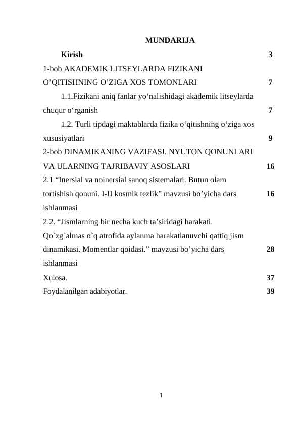 Gumanitar akademik litseylarda fizikani o’qitish