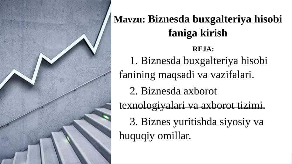 Biznesda buxgalteriya hisobi faniga kirish