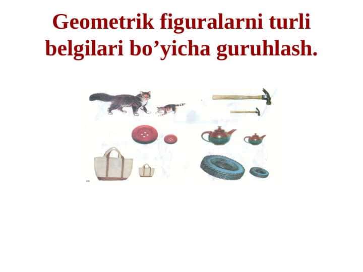 Geometrik figuralarni turli belgilari bo’yicha guruhlash.