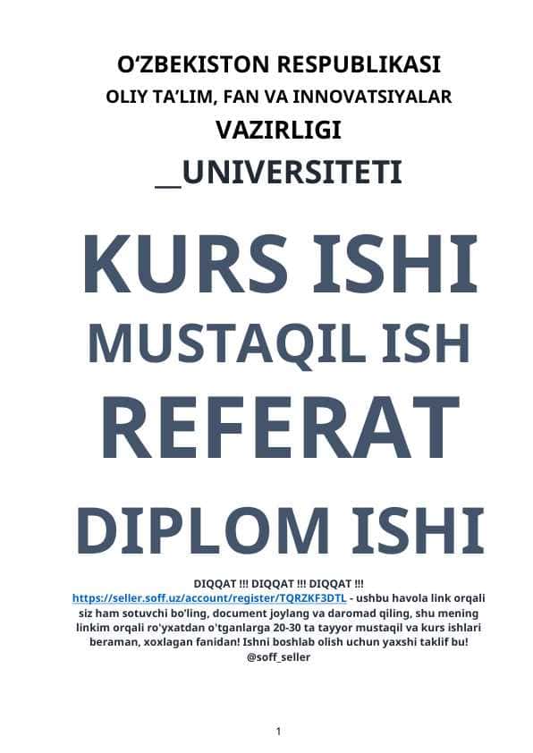 YOG’OCHGA QO’LDA ISHLOV BERISH. (ANIQ BIRON BUYUMNI LOYIHALASH VA MODELLASHTIRISH.)