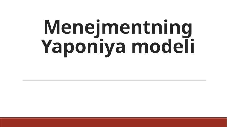 Menejmentning Yaponiya modeli