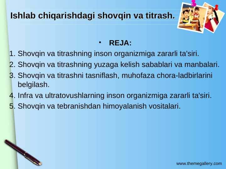 Ishlab chiqarishdagi shovqin va titrash